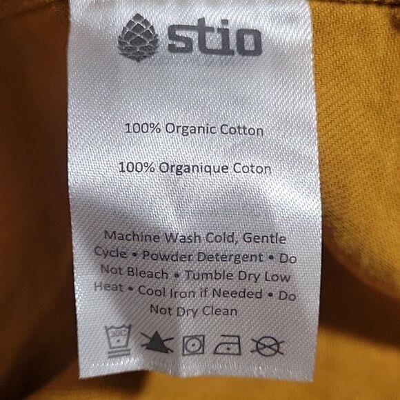 Stio Miter Shirt Mens Large Ochre Gold Lightweight Flannel Long Sleeve Button - Picture 13 of 13